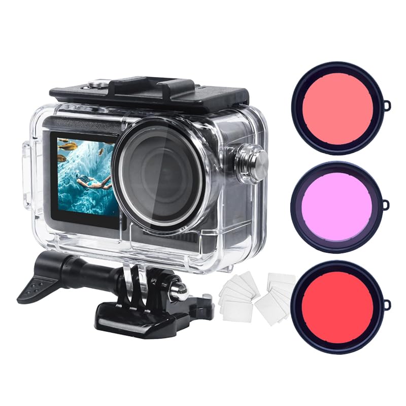 196FT / 60M Underwater Waterproof case for DJI Osmo Action 5 Pro Action 4 Action 3,Protective Cover Shell Accessories Invisible Dive Case for Osmo Action 5 Pro/4/3 Camera