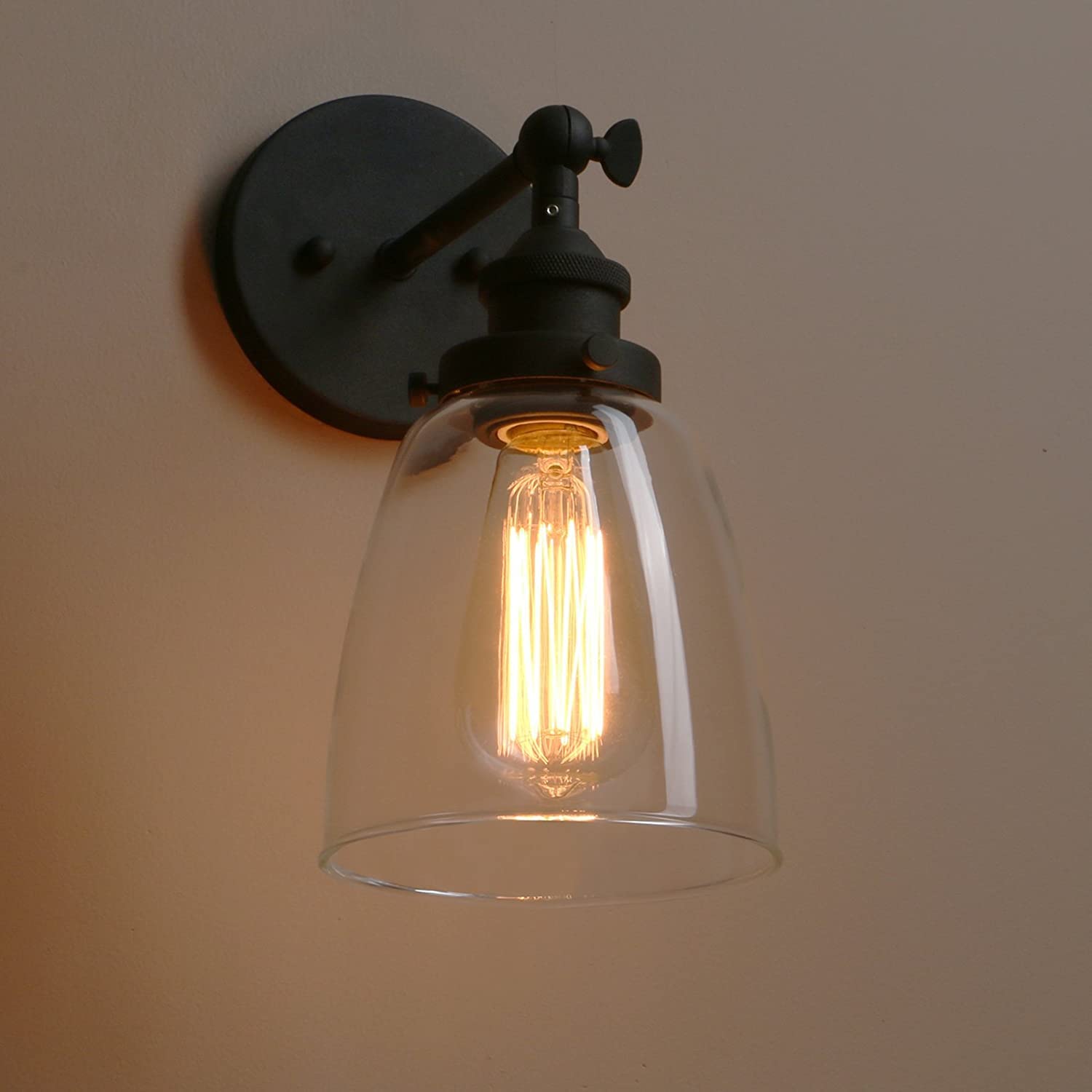 Vintage kinkiet przezroczysty szklany klosz przemysłowe kinkiety ścienne E27 oświetlenie wewnętrzne Loft Bar lampa kuchenna sypialnia lustro kosmetyczne oświetlenie Times