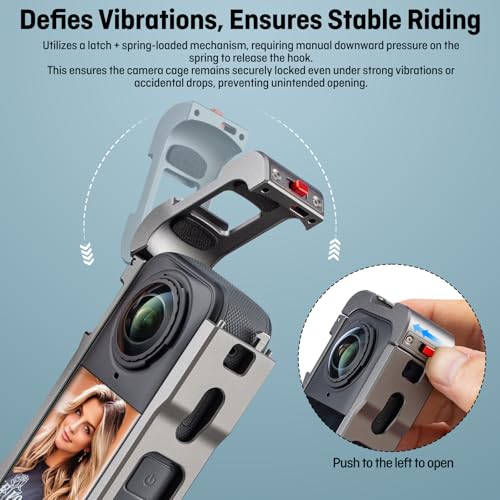 YCNEW Cage for insta360 X5, Thickened Aluminum Protective Case with Silicone Lens Cover, Built-in Dual Cold Shoe Mounts & 1/4" Screw Holes, Outdoor Cycling and Skiing Camera Protection by YCNEW - Used condition - Image 2