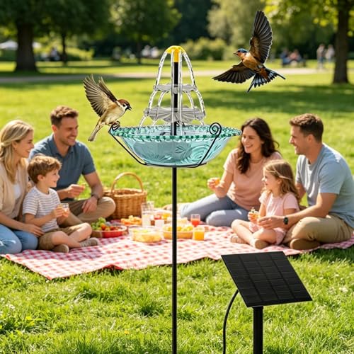 Fuente solar baño pájaros sin cables para evitar mosquitos en la terraza 4