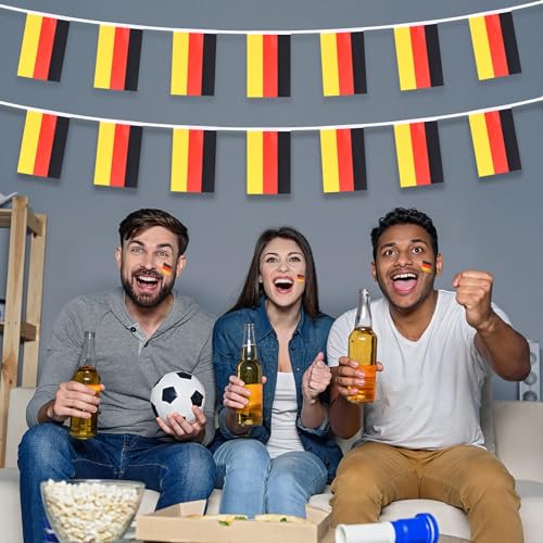 Image of AhfuLife 33 Ft German String Flags Banner for World Cup Decorations 2026, 30 Pcs Small Germany Bunting String Flags - Double Sided for Football Events Garden Party Celebration Decor (5.5x8.3 Inch)