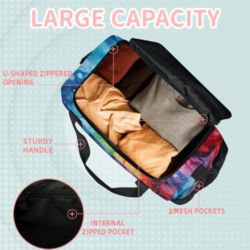 Color Tie Dye Swirl Travel Duffle Bag - Waterproof weekend luggage bag, men's sports and fitness bag, delivery hospital storage bag, overnight luggage bag with pull rod cover4