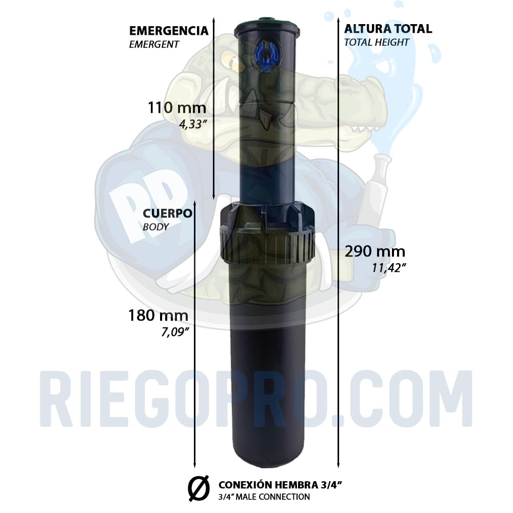 Riegopro Arroseur Riegopro Pack de 3 RP-500 3/4'' femelle pour Arrosage, portée 7,5-14 mètres, avec jeu de buses