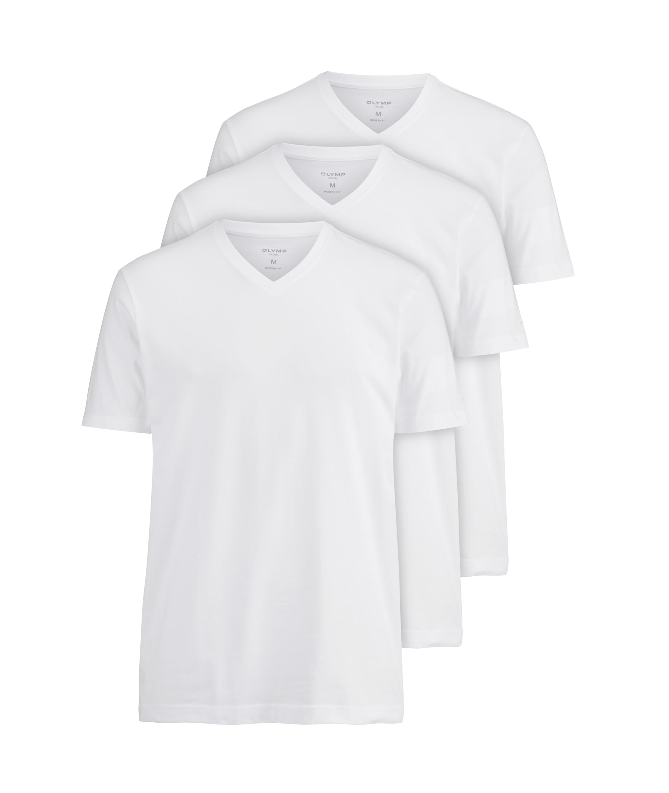 OLYMP Men's T-Shirt Crew Neck Modern, Plain, Modern Fit, White 00, L