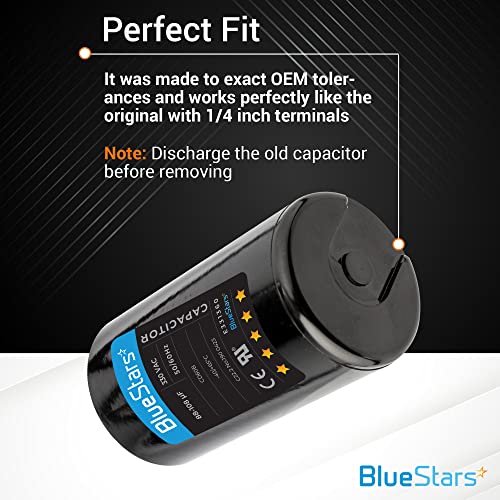 image for BlueStars 88-108 uf mfd 330VAC Volts Round Motor Start Capacitor 50/60