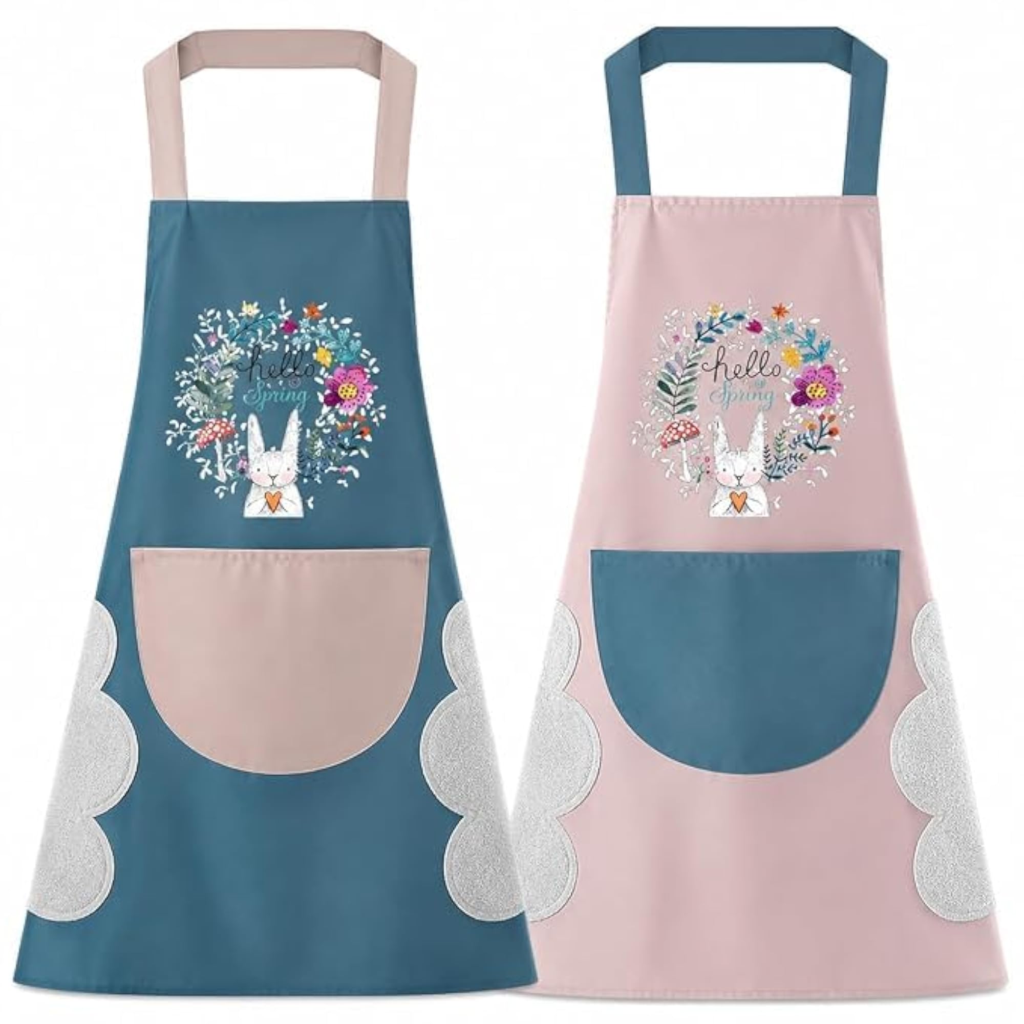 Waterproof Kitchen Apron with Hand Wipe Towels and Large Pocket