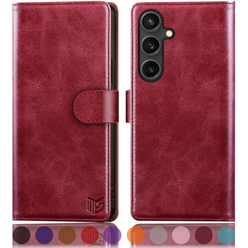 SUANPOT Compatible with Samsung Galaxy S25 Wallet case with RFID Blocking Credit Card Holder,Flip Book PU Leather Protective Cover Women Men for Samsung S25 Phone case Red by SUANPOT - Used condition - US$12.42