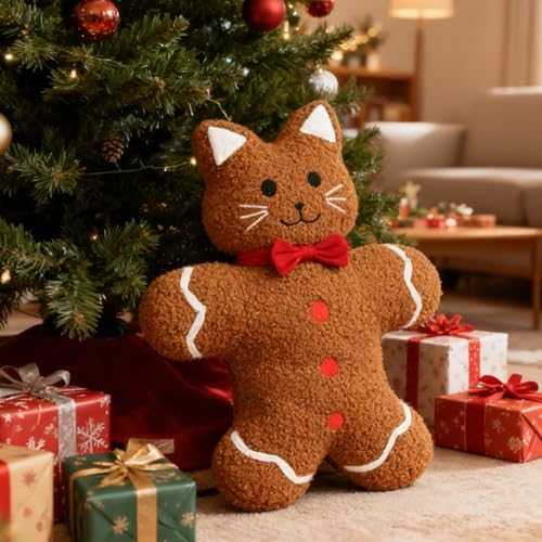 VigorSpring 17 Inch Gingerbread Cat Plush Pillow