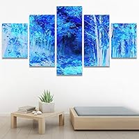 SIGNWIN 5 Panel Canvas Wall Art Modern Art Forest Multicolor Photography Relax/Calm Romantics Scenic for Home Decorations Ready to Hang - 60