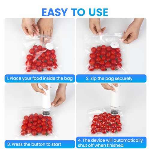 Gikxki Vacuum Sealer for Food with Visible Tank, Handheld Vacuum Sealer Machine with 30 Reusable Bags for 5X Longer Freshness, Wireless & Portable, White — view 6
