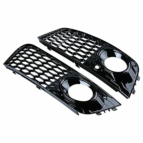 Aptliton Honeycomb Fog Light Housing Grille for Audi A4 B8 / A4L, Car Front Bumper Fog Light Grille Cover Lamp Grill, Black,1 Pair