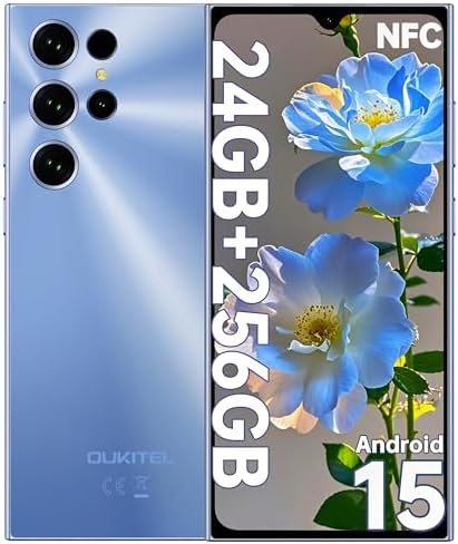OUKITEL C61 Pro Telefonos Moviles Libres - 24GB+256GB/1TB Smartphone, 6.88" Pantalla HD+ 90Hz Telefono Movil Android 15, Batería 5150mAh, Cámara 13MP Moviles, 4G Dual SIM, NFC/GPS/Altavoz 95 dB, Azul