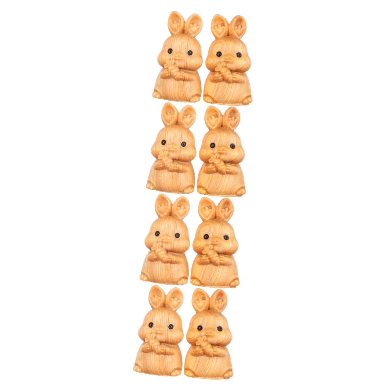 ABOOFAN 8 STK Kaninchen aus Holz Osterhasen-Statue süße Hasenfigur Hasen Easter Bunny Frühlingsdeko Auto Zubehör Hasenfigur Kaninchen schmücken Feder Geschenkkorb China