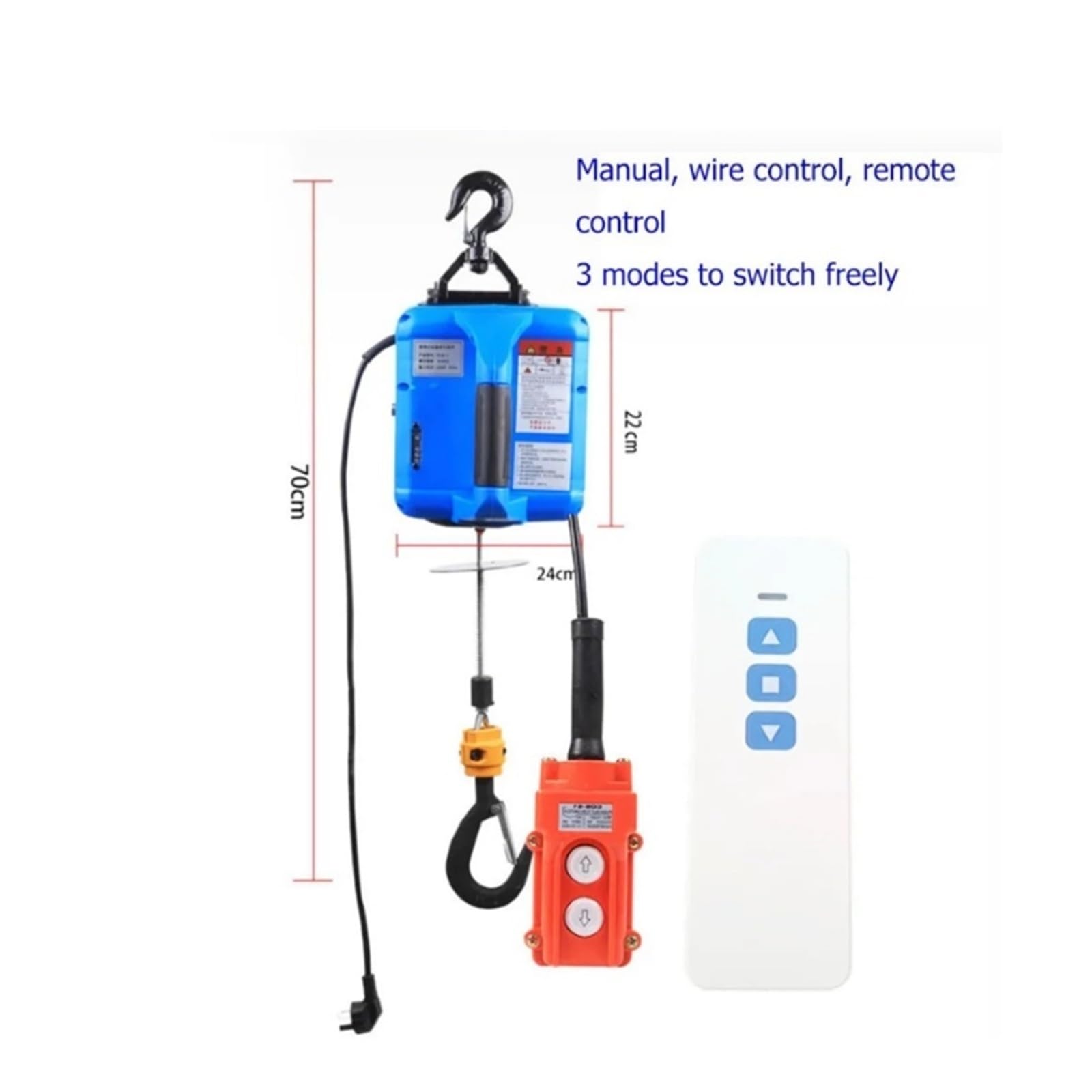Palan Électrique Portatif De Traction Treuil Charge 500 KG Manuel/télécommande/palan Commande Fil Bras Cadre Durable de Levage Treuils électriques