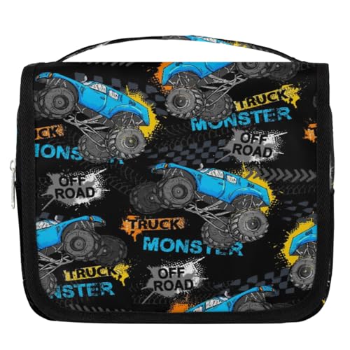 PATTERNFUL Hanging Travel Toiletry Bag for Kids, Women Cosmetic Organizer Makeup Bag Pouch Men Shaving Dopp Kit Shower Bag With Sturdy Hook(Off-Road Truck)