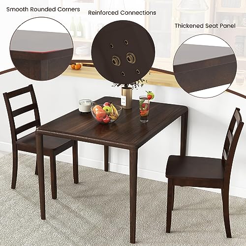 Image of COSTWAY Dining Chairs Set of 4, Mid-Century Modern Wooden Chairs, Brown
