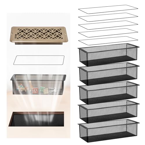 Floor Vent Screen Net for 4x10 Floor Register 5-Pack Air Vent Filter Mesh for Home Floor Vent Mesh for Trapping Debris Easy to Install and Remove (4 x 10 Inch)