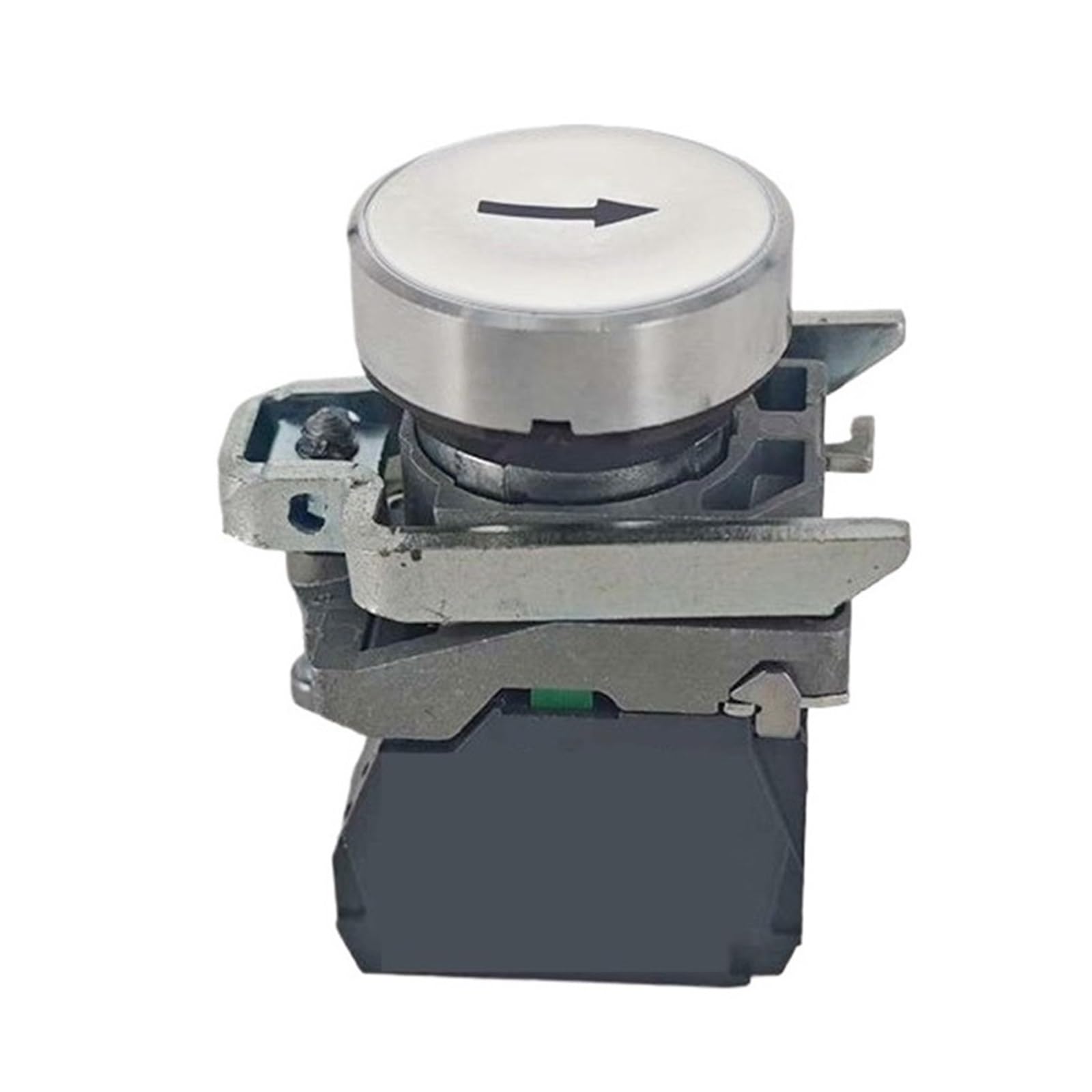 Pulsador Interruptor XB4BA3341 Fondo Blanco Flecha Negra 1NO ZB4BZ101 + ZB4BA334 instalación en Panel para Control Industrial