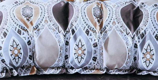 Image of Cotton Diwan Set Covers |8 Pieces Diwan Cover Set|300 TC Fabric| Pure Cotton Printed Deewan Set (1 Single Bedsheet, 2 Bolster Covers, 5 Cushion Covers)|Brown Multicolor |SZDS 006