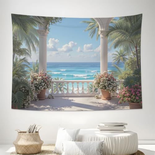 Tapiz de pared para renovar paredes aburridas con estilo tropical azul