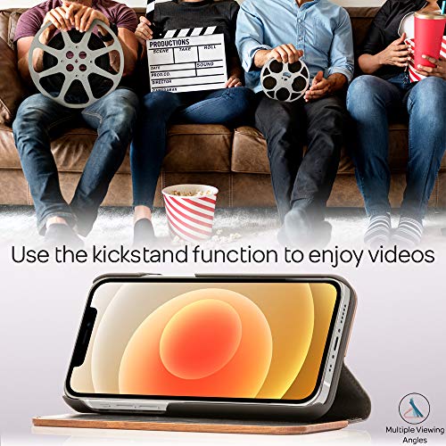 NALIA Wood Flip Case compatibile con iPhone 12