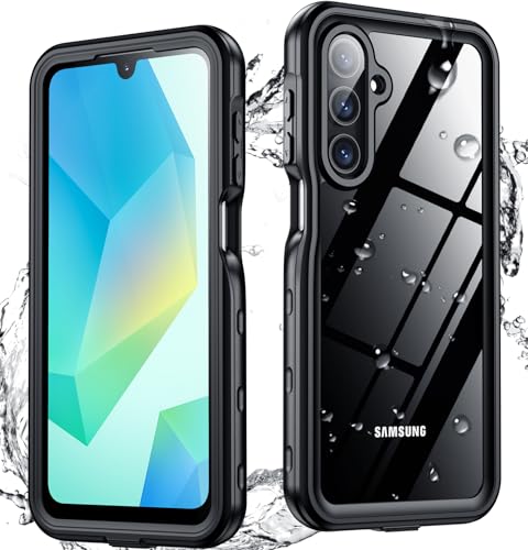 SPIDERCASE for Samsung Galaxy A16 5G Case Waterproof,Built-in Screen & Camera Lens Protector [IP68 Underwater][12FT Military Shockproof] Full Body Protection Phone Case,Black/Clear