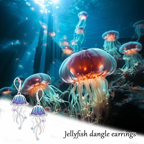Jellyfish Dangle Earrings for Women - 925 Sterling Silver Cute Ocean Animal Earrings Jellyfish Jewelry Jellyfish Gifts2