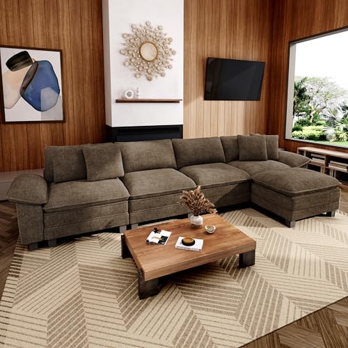 MIXPATIO 157-Inch L Shaped Sectional Sofa with Cloud Cushions, Deep