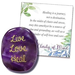 SOLICIEL Live Love Heal Amethyst Healing Crystal, Get Well Gifts After Surgery Nurse Christmas Gifts Thinking of You Gifts for Women Men