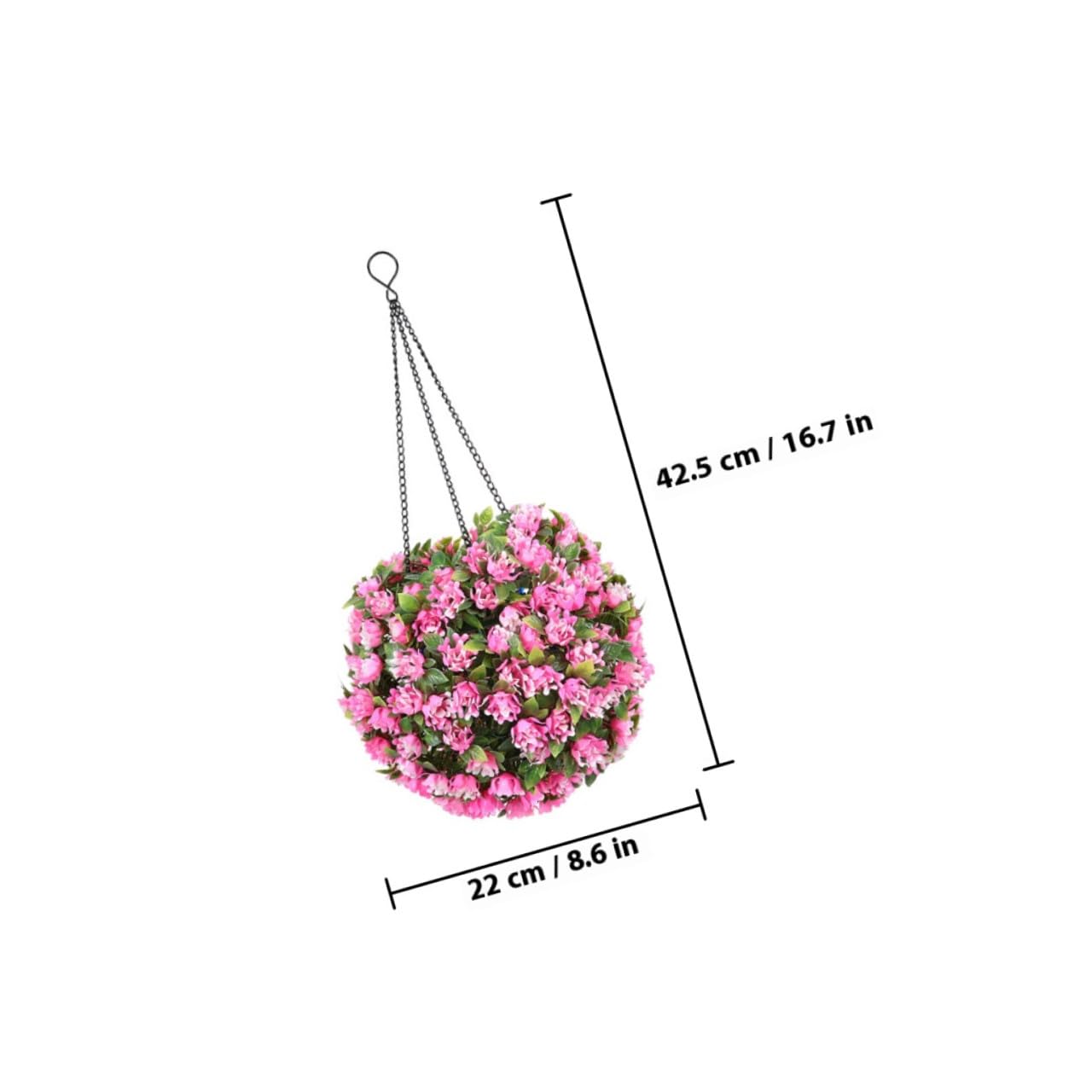 Kisangel LED Solarleuchte Hängend Rosa Blumenkugel aus Kunststoff und Eisen mit Realistischer Struktur und Starker Aufhängung für Garten und Hochzeiten