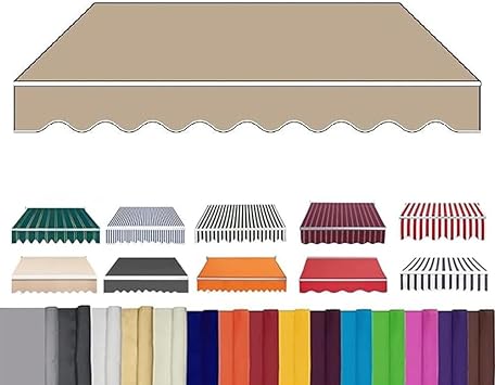 12 X 10 Retractable Awning Replacement Fabric, Sun Shade Awning Cover, Sunsetter Deck Awnings Retractable Patio Awning Replacement Fabric Without Frame Khaki,12x10ft/365x300cm