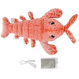 Zerodis Lobster Shape Pet Electric Interactive Toy USB Rechargeable Simulation Shrimp Wagging Modell Toy Small Cats and Dogs(Orange)