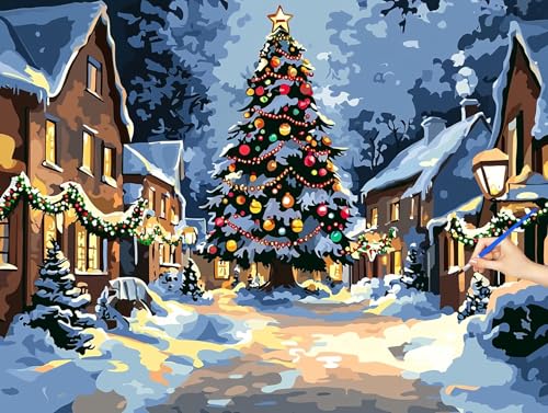 �������G �N���X�}�X �y�C���g�o�C�i���o�[ �� DIY Paint by Numbers �h��G ���� ��l�̂��߂̃N���G�C�e�B�u�Ȏ �i���o�[�y�C���g ���� �u���V/�A�N�����y�C���g�L�b�g �q�� ���S�� ��H?? �f�W�^�����G �z�[�� �I�t�B�X���� �M