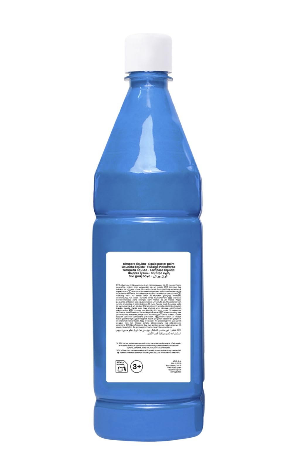 Jovi 511 - Témpera líquida, Azul Cyan, 1000 ml | Pintura a base de ingredientes naturales, Fácil de lavar, Sin gluten