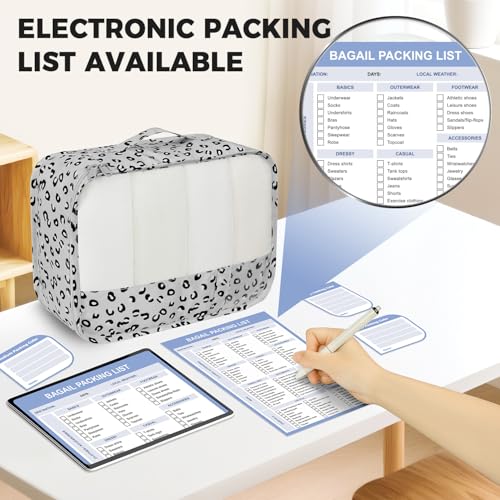 Image of BAGAIL 9 Set Packing Cubes with Packing List Luggage Packing Organizers for Travel Accessories (Grey leopard)