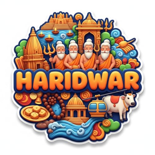 Radiqore Souvenir Fridge Magnet (4x3 inch) | Collectible Indian City Travel Magnets | High-Power Magnet for Refrigerator, Almirah & Office Decor (haridwar)