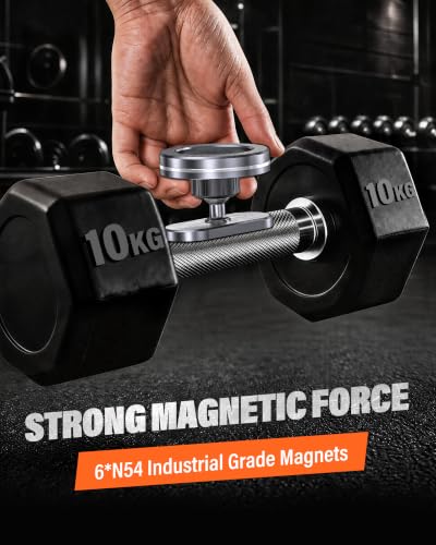 Image of APPS2Car Gym Magnetic Phone Holder, Aluminum Alloy Base & Ball Joint, Grey | 360 Adjustable Dual Magnet Phone Mount for MagSafe, Attach to Metal Surface, Gym Accessories for Workout Recording