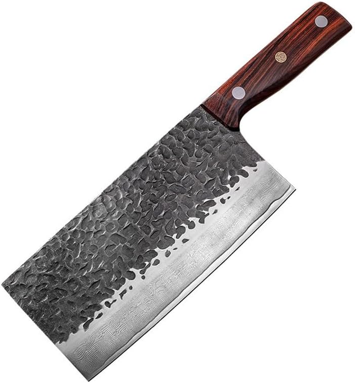 Meat Cleaver,Cleaver Knife 7.5 Inch Professional Chef Knife VG10 Damascus Steel Cook Tools Sharp Japanese Core Blade Japan Vegetable Meat Cutting Kitchen Knives, LAMAJIGA5844