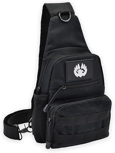 TORCH - Bolsa cruzada para el pecho, para deportes al aire libre, mochila táctica MOLLE, bolsa de viaje para llevar todos los días V2, Negro -