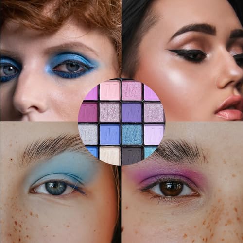 Xumann Purple Blue Eyeshadow Palette, 16Color Long Lasting Waterproof Eye Shadow Pallets for Women Make up - Image 5
