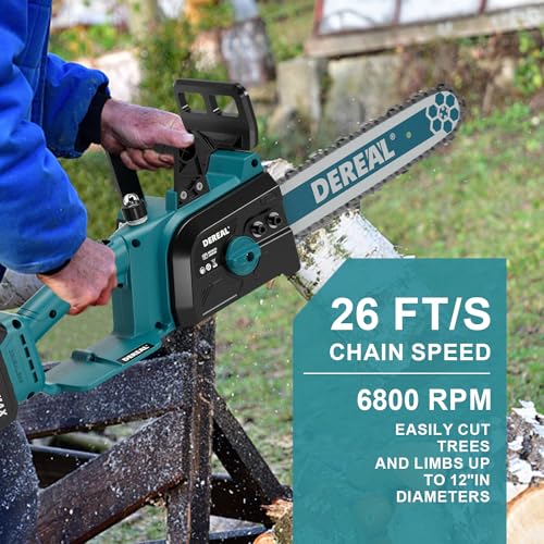 Odogym Brushless 12-Inch Electric Chainsaw Cordless, 2 × 4.0Ah Batteries Powered Chain Saw thumb #4