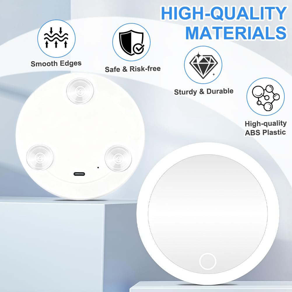 AMFUN 30X Magnifying Mirror, Magnifyings Mirrors with Light, Small Mirrored with Suction Cup and Tweezers, Travel Makeup Mirrors with 3 Color Lights for Travel, Bathroom, Home, Gifts (White) - Image 4