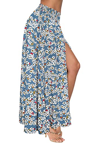 Afibi Women's Print Long Skirts High Waist Split A Line Full Length Maxi Skirt3