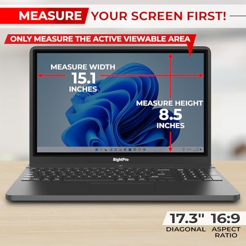 Image of SightPro 17.3 Inch 16:9 Laptop Privacy Screen Filter - Computer Monitor Privacy Shield and Anti-Glare Protector