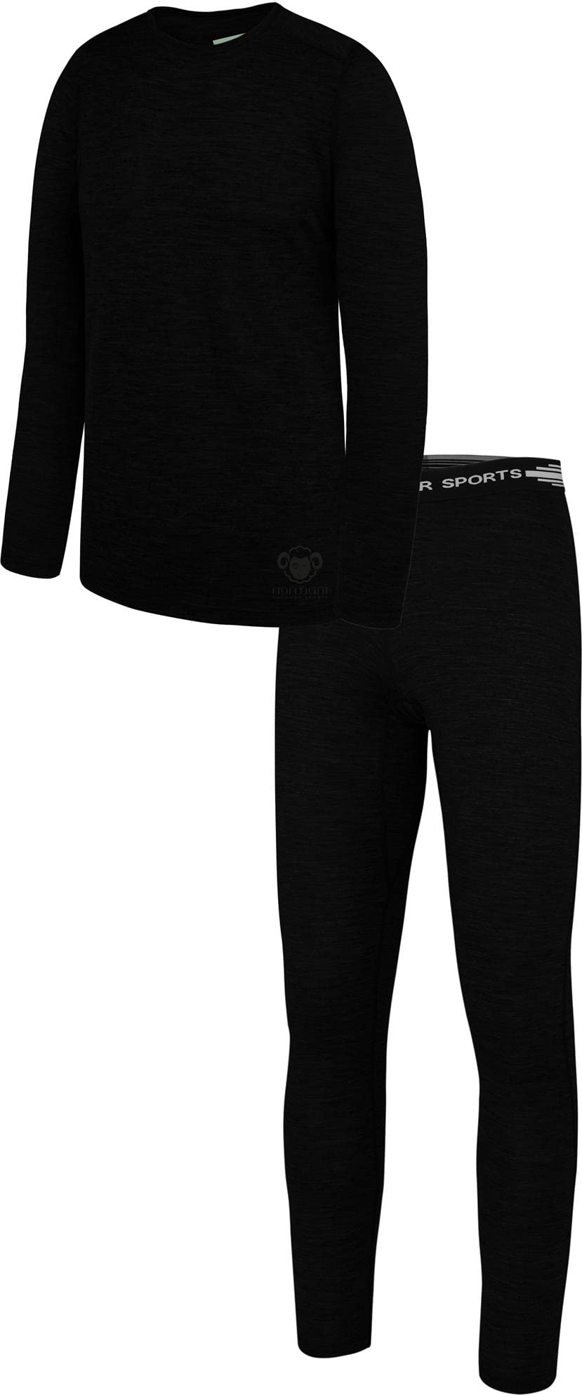 normani Kinder Merino Thermounterwäsche aus 100% Bio-Merinowolle Sportunterwäsche Ski-Funktionsunterwäsche Winter Ski-Set Langarmshirt und Unterhose für Jungen und Mädchen