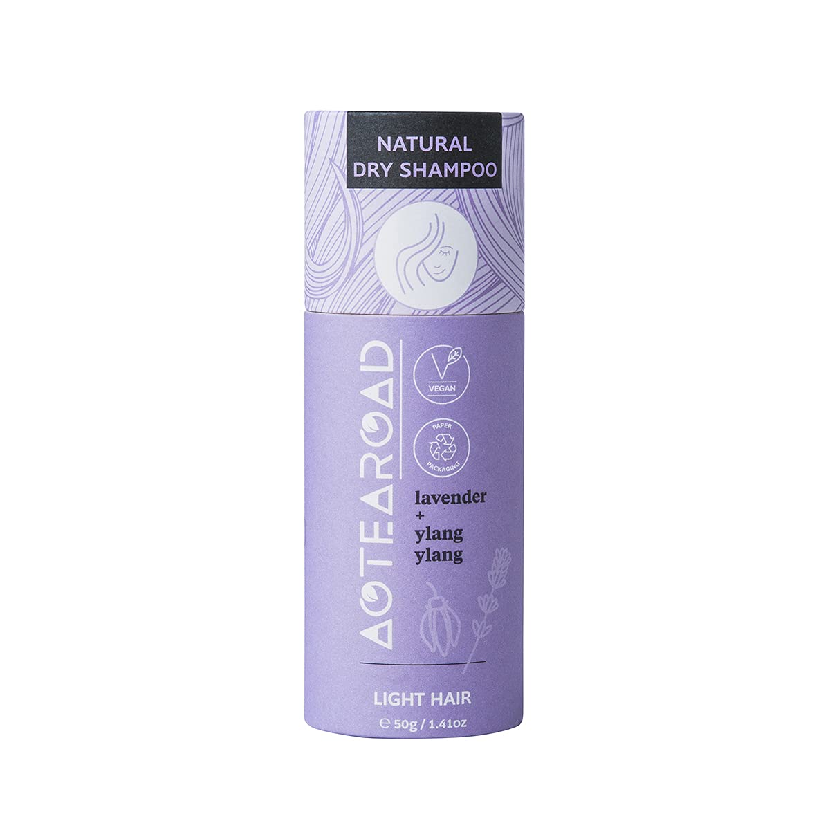 Aotearoad Natural Dry Shampoo for Light Hair, Eco Friendly, Talc Free + Vegan, Lavender + Ylang Ylang - Pack of 1-2