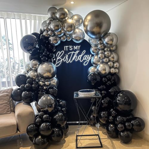 Image of 36 Inch Metallic Silver Balloons, 9Pcs Giant Silver Balloons Jumbo Large Thick Big Latex Balloons for Birthday Baby Shower Wedding Anniversary Graduation Photo Shoot New Year Party Decorations