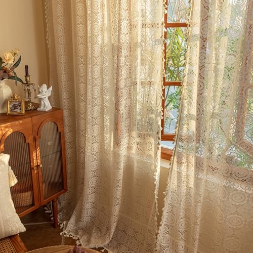YJ YANJUN Boho Lace Curtains 84 Inches Long