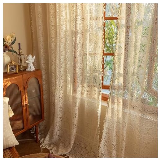 YJ YANJUN Boho Lace Curtains 84 Inches Long