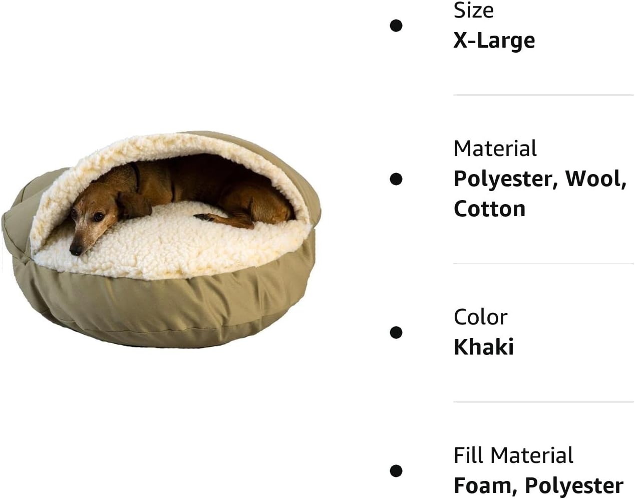 Snoozer Orthopedic Cozy Cave Pet Bed, X-Large, Khaki